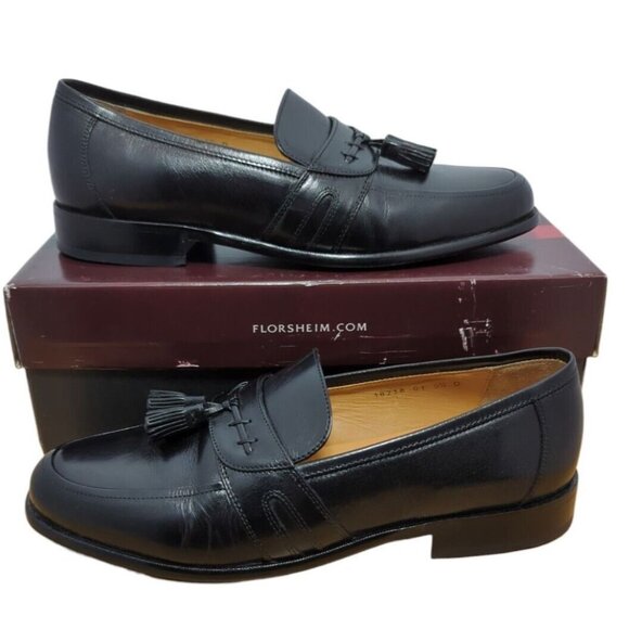 Florsheim Mens Black Fremont Tassel Dress Shoes‎ Sz 9D Slip On #18218 with box main image 6